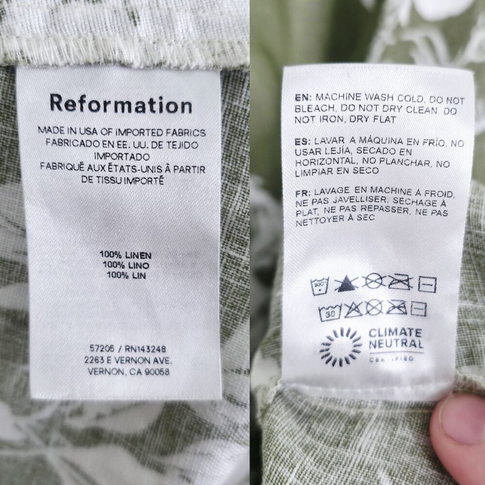 Reformation Samara Midi Dress Willow Green Floral Linen Cut Out Open Back Size 2 - Picture 8 of 11